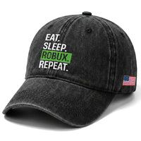 Eat Sleep Roblox Repeat Washed Cotton Baseball Cap Funny Video Game Lovers Gamers