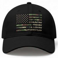 Hunting Fishing Loving Baseball Cap Hunter Fisher Camo American Flag