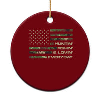 Hunting Fishing Loving Ceramic Ornament Hunter Fisher Camo American Flag