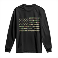 Hunting Fishing Loving Long Sleeve Shirt Hunter Fisher Camo American Flag