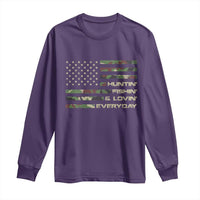 Hunting Fishing Loving Long Sleeve Shirt Hunter Fisher Camo American Flag