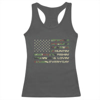 Hunting Fishing Loving Racerback Tank Top Hunter Fisher Camo American Flag