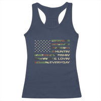 Hunting Fishing Loving Racerback Tank Top Hunter Fisher Camo American Flag