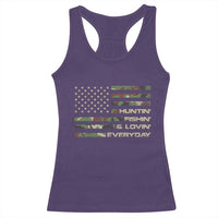 Hunting Fishing Loving Racerback Tank Top Hunter Fisher Camo American Flag