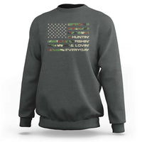 Hunting Fishing Loving Sweatshirt Hunter Fisher Camo American Flag