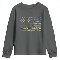 Hunting Fishing Loving Youth Sweatshirt Hunter Fisher Camo American Flag