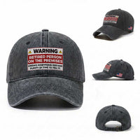Funny Retirement Washed Cotton Baseball Cap Warning A Retired Person On The Premises Knows Everything