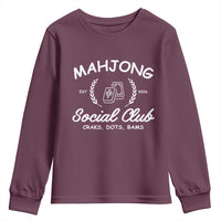 Funny Mahjong Social Club Youth Sweatshirt Craks Dots Bams Mahjong Player Game Lovers