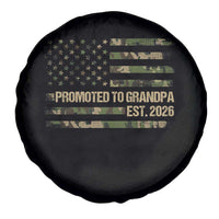 Promoted To Grandpa Est. 2026 Spare Tire Cover Retro Camo American Flag - Wonder Print Shop