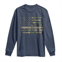 Promoted To Grandpa Est. 2026 Long Sleeve Shirt Retro Camo American Flag - Wonder Print Shop