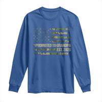 Promoted To Grandpa Est. 2026 Long Sleeve Shirt Retro Camo American Flag - Wonder Print Shop