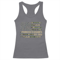 Promoted To Grandpa Est. 2026 Racerback Tank Top Retro Camo American Flag - Wonder Print Shop