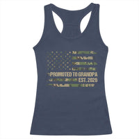 Promoted To Grandpa Est. 2026 Racerback Tank Top Retro Camo American Flag - Wonder Print Shop
