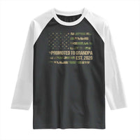 Promoted To Grandpa Est. 2026 Raglan Shirt Retro Camo American Flag - Wonder Print Shop