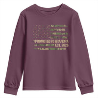 Promoted To Grandpa Est. 2026 Youth Sweatshirt Retro Camo American Flag - Wonder Print Shop