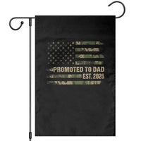 Promoted To Dad Est 2026 Garden Flag Retro Camo American Flag