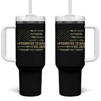 Promoted To Dad Est 2026 Tumbler With Handle Retro Camo American Flag
