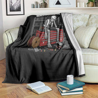Electrician Skeleton Throw Blanket Waiting On Parts Funny Graphic