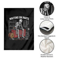 Electrician Skeleton Garden Flag Waiting On Parts Funny Graphic