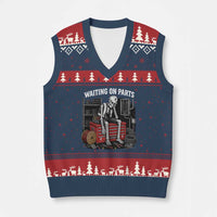 Electrician Skeleton V-Neck Knit Sweater Vest Waiting On Parts Funny Graphic