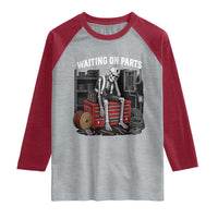 Electrician Skeleton Raglan Shirt Waiting On Parts Funny Graphic