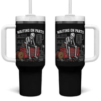 Electrician Skeleton Tumbler With Handle Waiting On Parts Funny Graphic