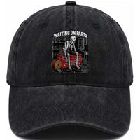Electrician Skeleton Washed Cotton Baseball Cap Waiting On Parts Funny Graphic