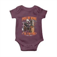 Electrician Lineman Skeleton Graphic Baby Onesie Pullin Wire Til I Retire