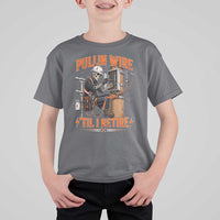 Electrician Lineman Skeleton Graphic T Shirt For Kid Pullin Wire Til I Retire