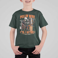 Electrician Lineman Skeleton Graphic T Shirt For Kid Pullin Wire Til I Retire