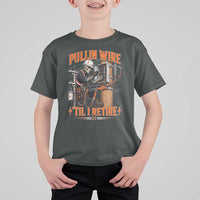 Electrician Lineman Skeleton Graphic T Shirt For Kid Pullin Wire Til I Retire