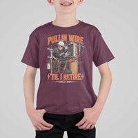 Electrician Lineman Skeleton Graphic T Shirt For Kid Pullin Wire Til I Retire