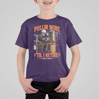 Electrician Lineman Skeleton Graphic T Shirt For Kid Pullin Wire Til I Retire