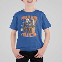 Electrician Lineman Skeleton Graphic T Shirt For Kid Pullin Wire Til I Retire