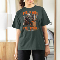 Electrician Lineman Skeleton Graphic T Shirt For Women Pullin Wire Til I Retire