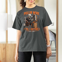 Electrician Lineman Skeleton Graphic T Shirt For Women Pullin Wire Til I Retire