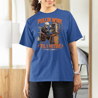 Electrician Lineman Skeleton Graphic T Shirt For Women Pullin Wire Til I Retire