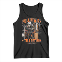 Electrician Lineman Skeleton Graphic Tank Top Pullin Wire Til I Retire