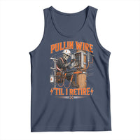 Electrician Lineman Skeleton Graphic Tank Top Pullin Wire Til I Retire