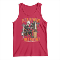 Electrician Lineman Skeleton Graphic Tank Top Pullin Wire Til I Retire