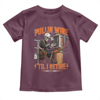 Electrician Lineman Skeleton Graphic Toddler T Shirt Pullin Wire Til I Retire
