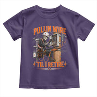 Electrician Lineman Skeleton Graphic Toddler T Shirt Pullin Wire Til I Retire
