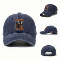 Electrician Lineman Skeleton Graphic Washed Cotton Baseball Cap Pullin Wire Til I Retire