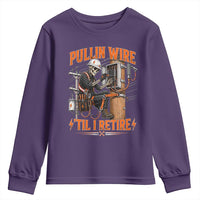 Electrician Lineman Skeleton Graphic Youth Sweatshirt Pullin Wire Til I Retire