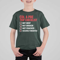 CDL A Pre Trip Checklist Trucker T Shirt For Kid Driver Safety Inspection Graphic