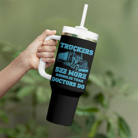Funny Truck Driver Tumbler With Handle Truckers See More Assholes Than Doctors Do