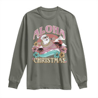 Hawaii Christmas Long Sleeve Shirt Surfing Santa With Tattoos Aloha Christmas
