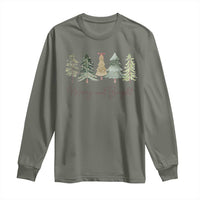 Merry and Bright Trees Long Sleeve Shirt Womans Holiday Coquette Tree Bow