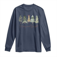 Merry and Bright Trees Long Sleeve Shirt Womans Holiday Coquette Tree Bow