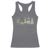 Merry and Bright Trees Racerback Tank Top Womans Holiday Coquette Tree Bow